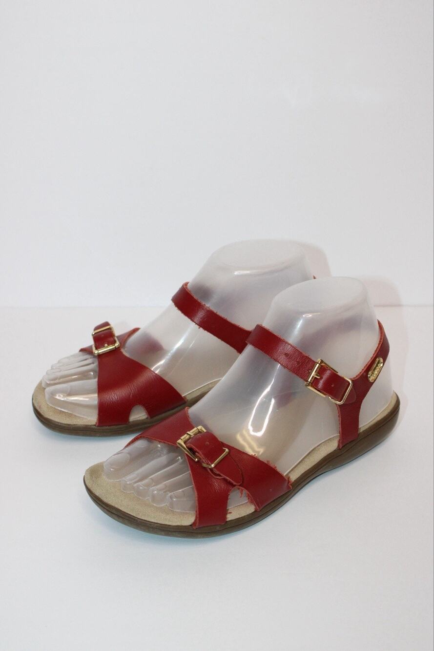 GH Bass Co Sunjuns Joanne Strappy Flat Sandals Cinnamon Leather w/ Buckles - 6W